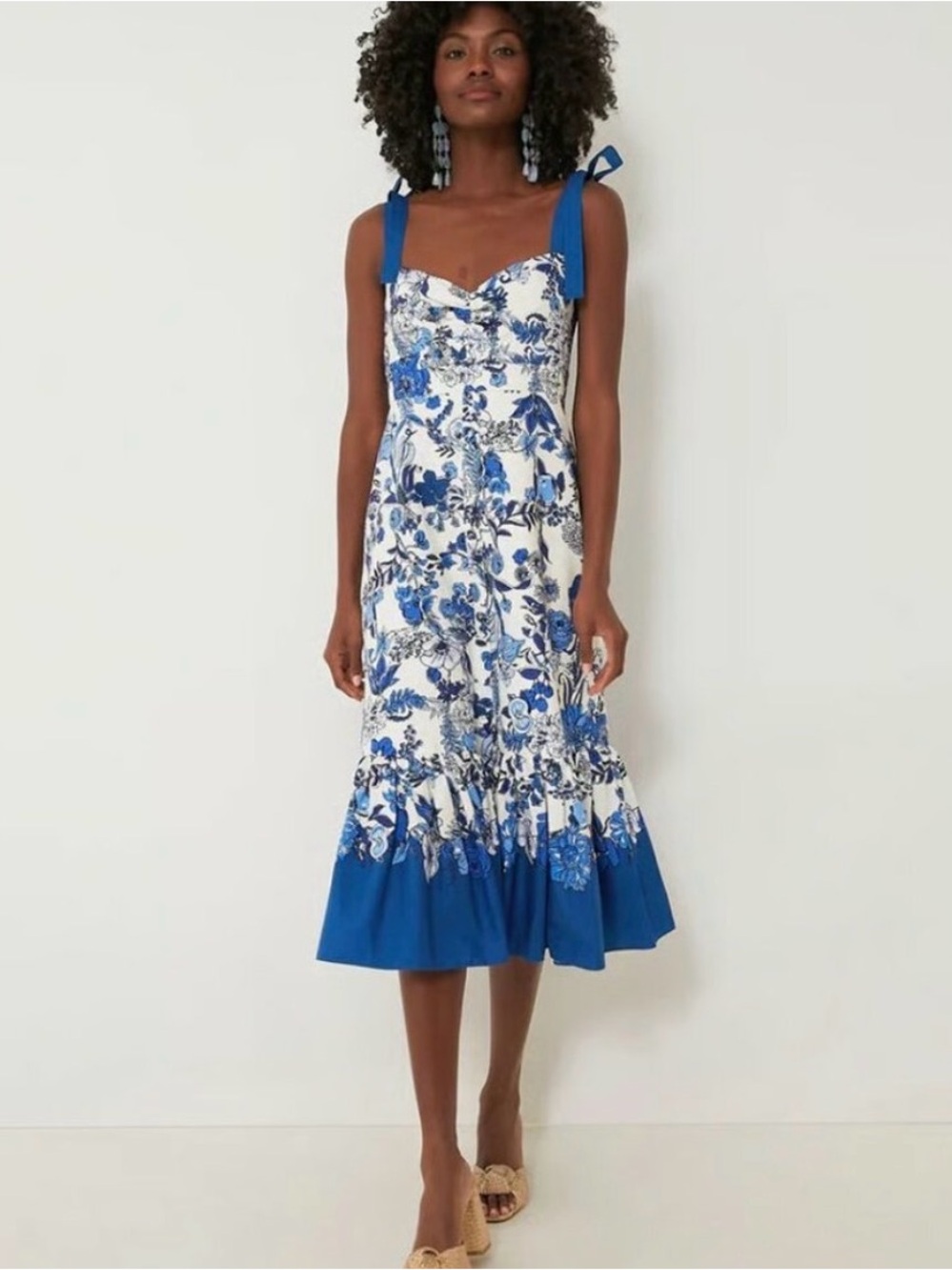 Cara Cara Flower Grid Blue Belvedere Dress - Picture 5 of 16